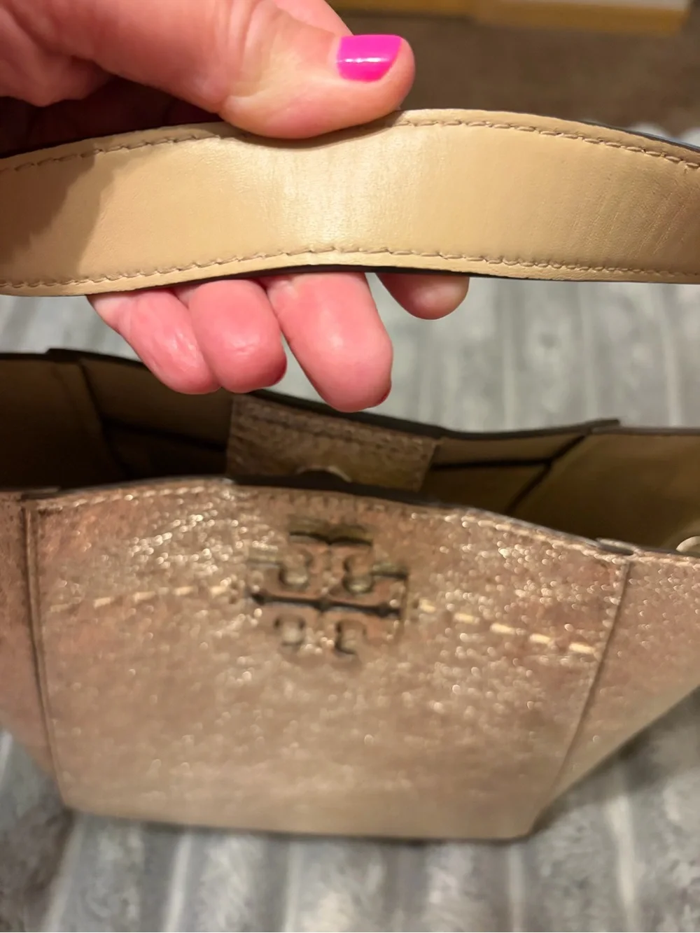 Tory Burch Metallic Gold Leather Shoulder Bag